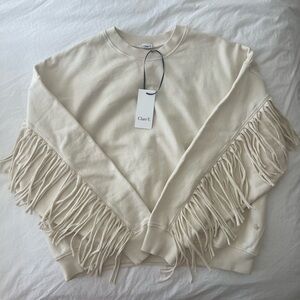 Clare V. Le Drop Fringe in Cream - Size Large